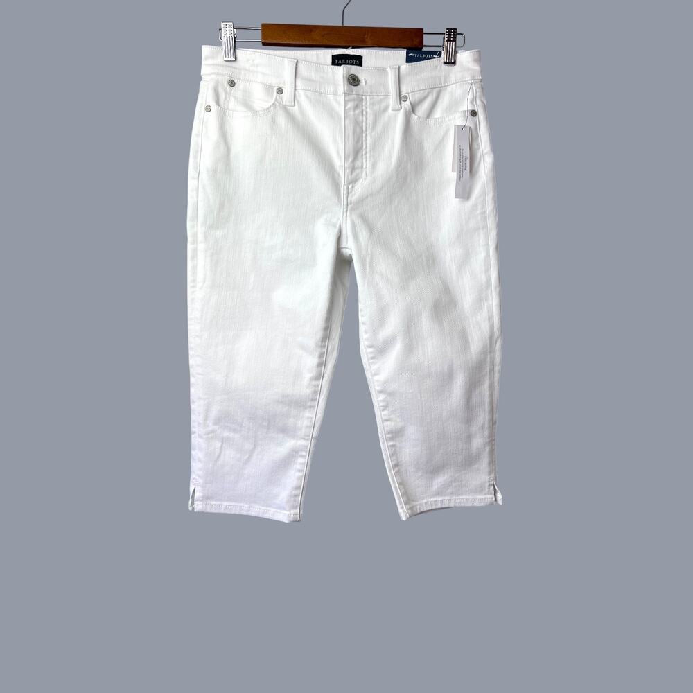 Talbots Pedal Pusher Jeans Womens White Slim Leg High Waist Cropped Denim 6P NWT